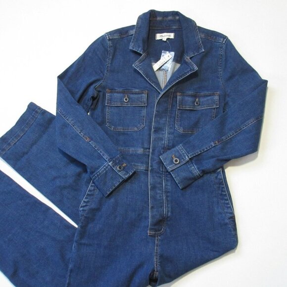 NWT Madewell Denim Slim Coverall Jumpsuit in Stanwick Wash Jean Button 0 - Picture 4 of 7